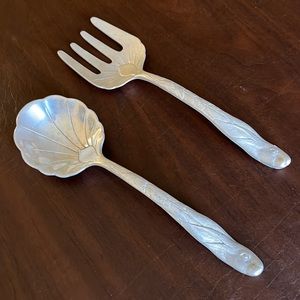 Arthur Court salad serving set; Rabbit vintage( 1990 aluminum